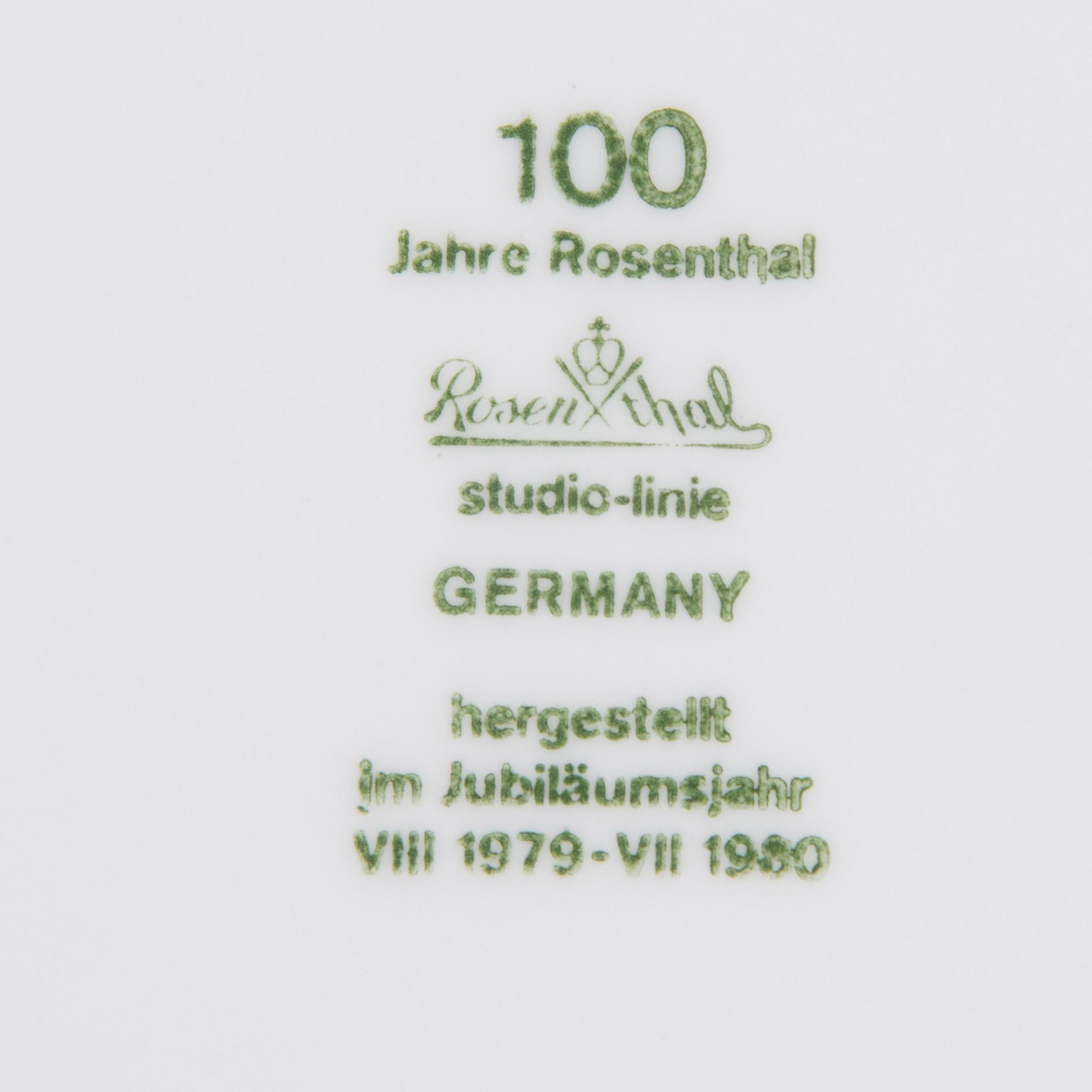 KAFFESERVIS, 24 delar, porslin, Studio-linie, jubileumsår Rosenthal 100 år, 1979-1980.