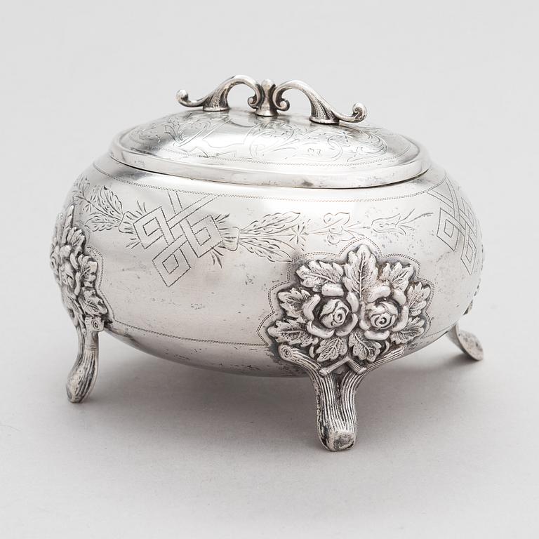 Antoni Riedel, A lidded silver sugar casket, Warsaw, Poland 1894.