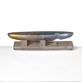 Bertil Vallien, a unique sand cast glass sculpture of a boat, Kosta Boda.