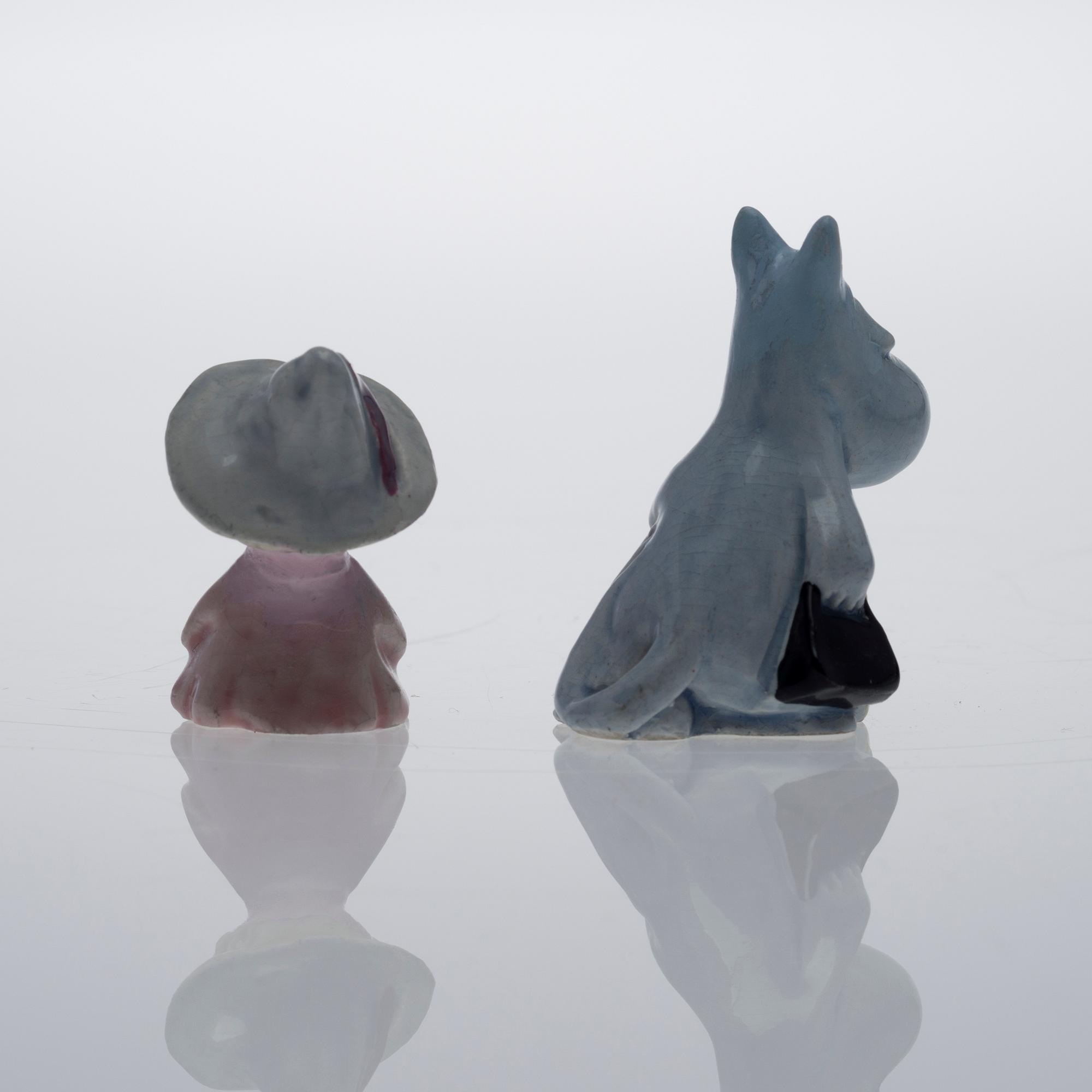 MINIFIGURIINIT, 2 kpl, keramiikkaa, "Muumi", Signe Hammarsten-Jansson, 1950-luku.