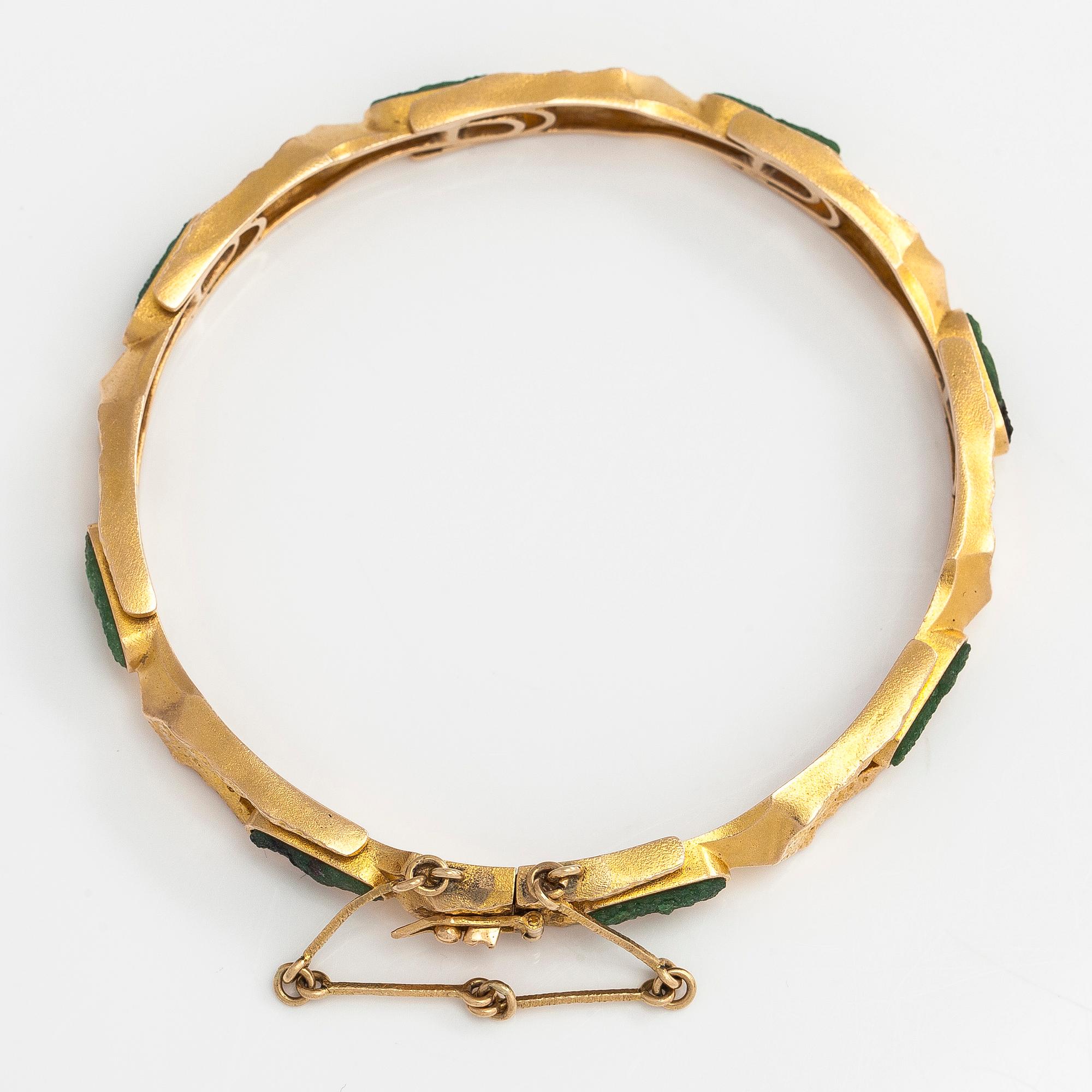 Björn Weckström, armband, "Namban", 14K guld och zoisit, Lapponia 1977.