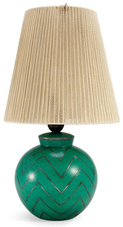 A Wilhelm Kåge stoneware Argenta table lamp, Gustavberg 1943.