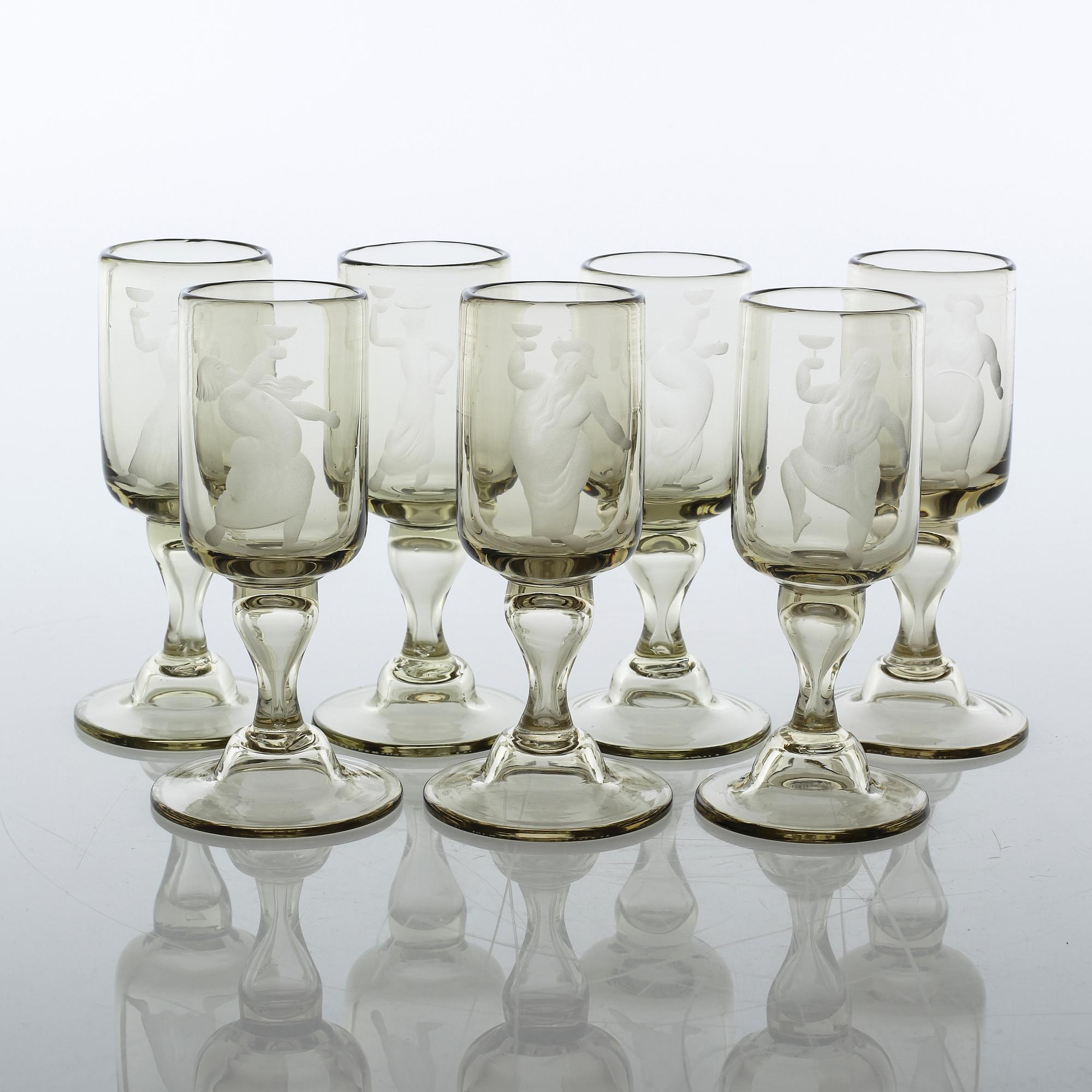 GLAS, 15 st, Kjell Löwenadler, delvis signerade, 1900-talets första hälft.