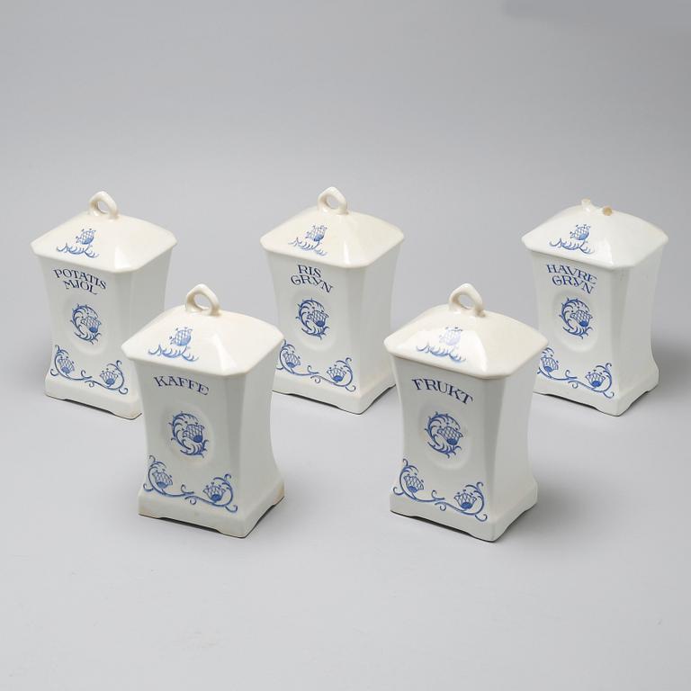 SPECERIBURKAR/KRYDDUPPSATS, 13 st, "Blåklocka", Rörstrand, i produktion 1923-1930-tal.