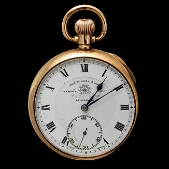 FICKUR, 9k guld, Thomas Russell & Son, Liverpool, tidigt 1900-tal. Vikt ca 85 g.