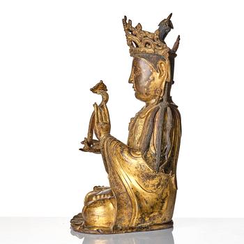 Bodhisattva, förgylld brons. Mingdynastin (1368-1644).