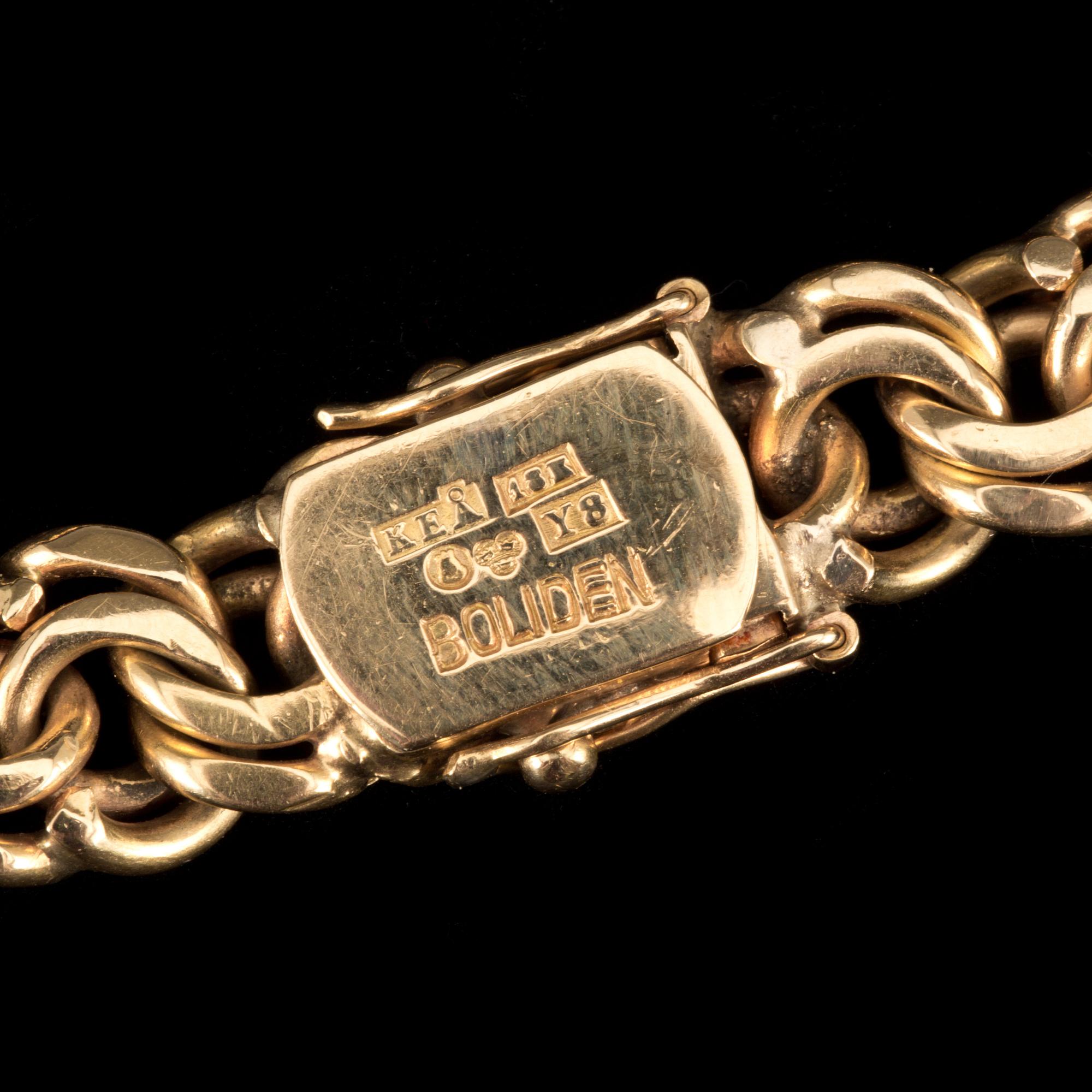 ARMLÄNK, 18 k guld, bismarklänk, Åhrlings Guldsmedsverkstad Kurt, Stockholm, 1949. Vikt ca 50 g.