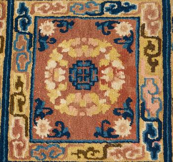 MATTO, a meditation rug, three squares, an antique Ningxia, China, the Qing dynasty, ca 166 x 58,5 cm.