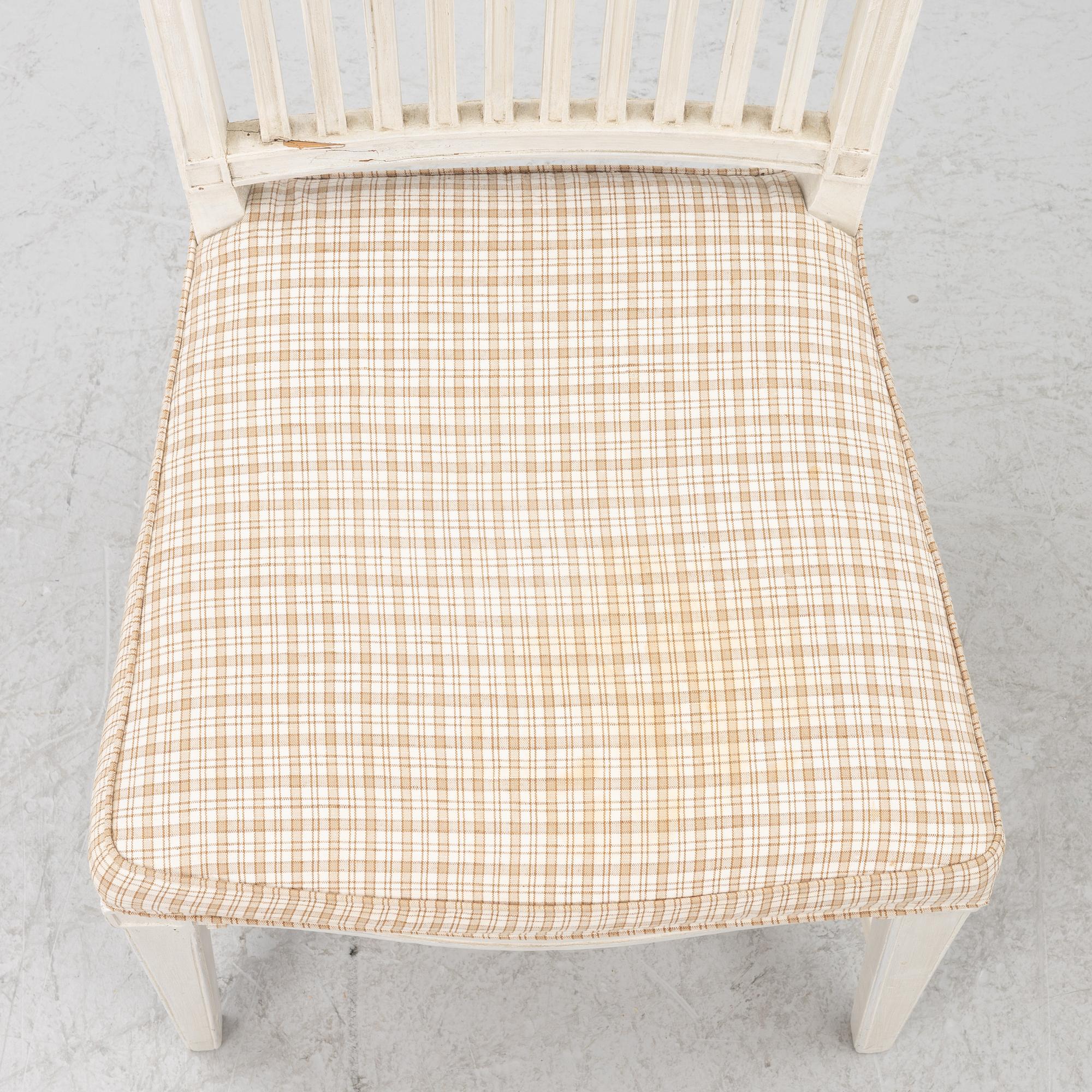 Five late Gustavian chairs, circa 1800.