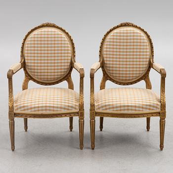 Salon group 6 pieces, Gustavian style, first half of the 19th century.