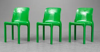 A set of six Vico Magistretti "Selene" plastic chairs, Artemide.