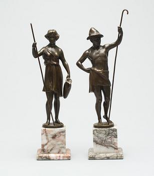 HANS KECK, skulpturer, ett par, brons, signerade.