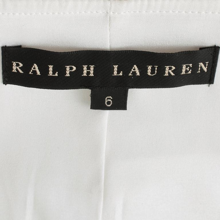 RALPH LAUREN, a white leather skirt.