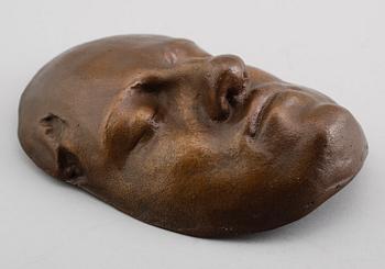 SKULPTUR, brons, Karl XIIs dödsmask, 1900-tal.