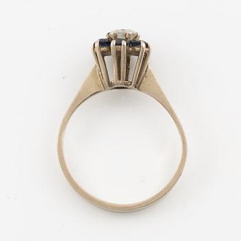 Ring 14K white gold with sapphires and a brilliant-cut diamond, Finland.