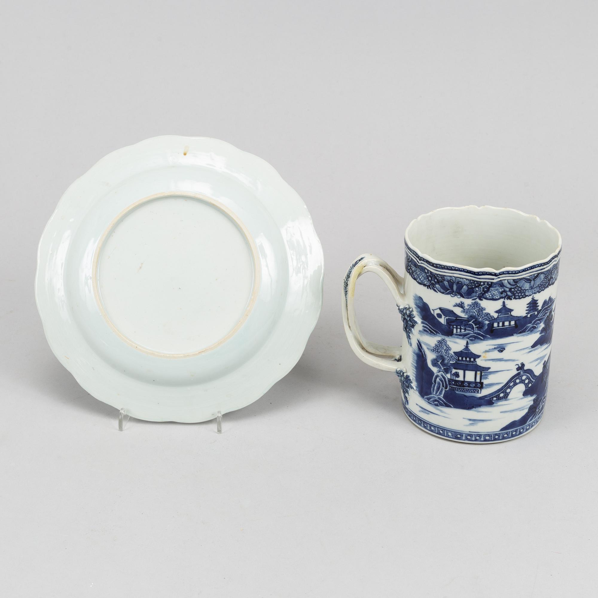 Mug and plate, porcelain, Qianlong dynasty 1736-95.