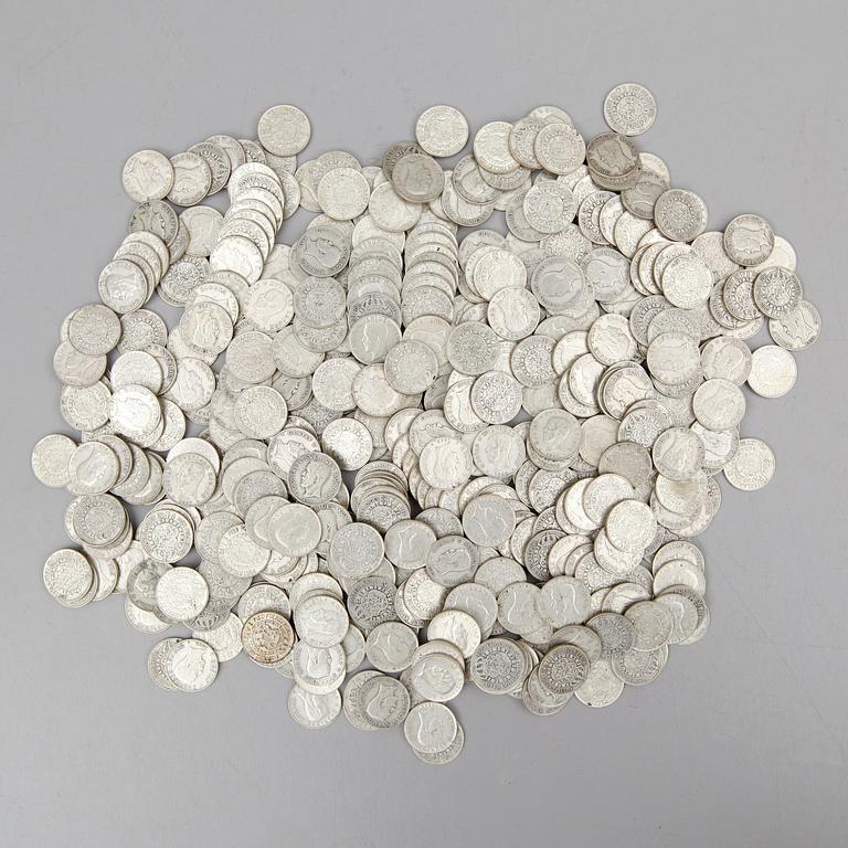 SAMLING SILVERMYNT, enkronor, Gustaf V, 1910-1941. Vikt ca 3000 gram.