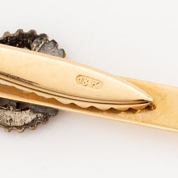 Ceson, manschettknappar och slipsnål, 18K guld och emalj.