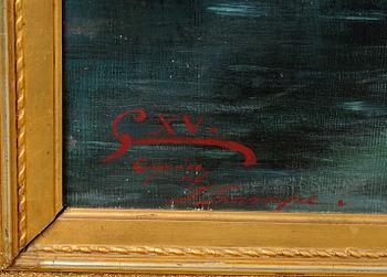 OKÄND KONSTNÄR, olja på duk, signerad copia af F Trampe.