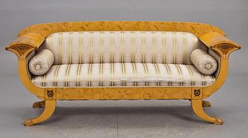 SOFFA, senempirestil, K J Lövgrens Verkstad, Södra Sandby, 1960-tal,