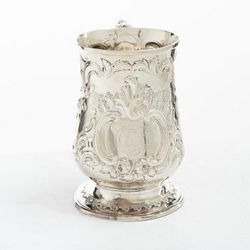 A British silver tankard, mark of John Kidder, London 1783.
