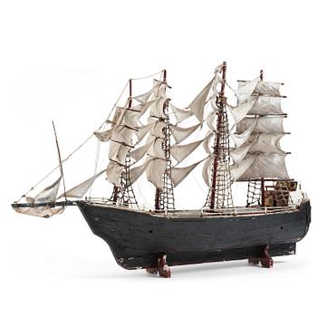 144. A modell of a ship from Brahestad, Finland, 19th century.