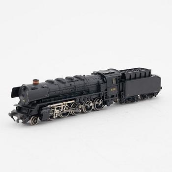 Märklin, ånglok med tender, spår H0, i låda.