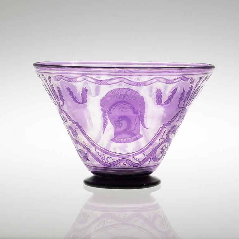 A Peder Nyblom cameo glass vase, probably Orrefors, 1924.