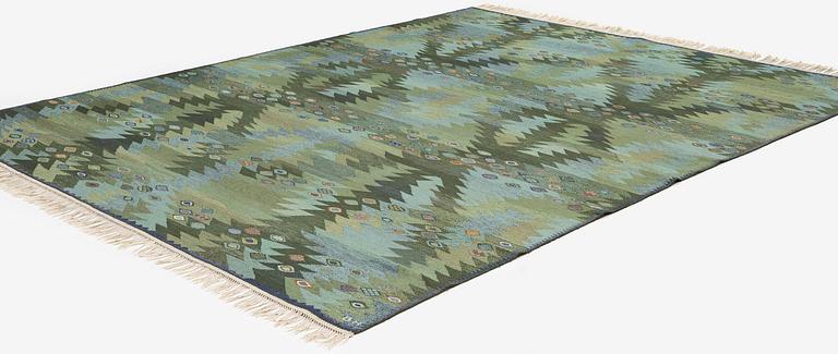 Barbro Nilsson, a 'Tånga blå',  tapestry weave carpet, c. 345 x 277 cm, signed AB MMF BN.