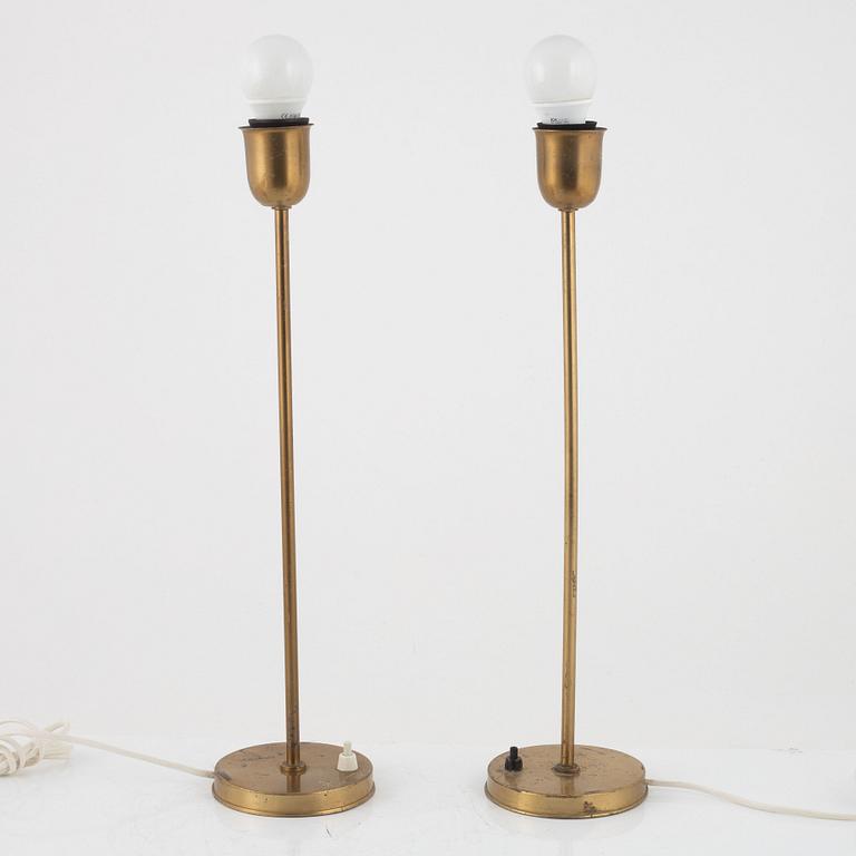 A pair of brass table lamps from Bergboms, Sweden, 1950's/60's.