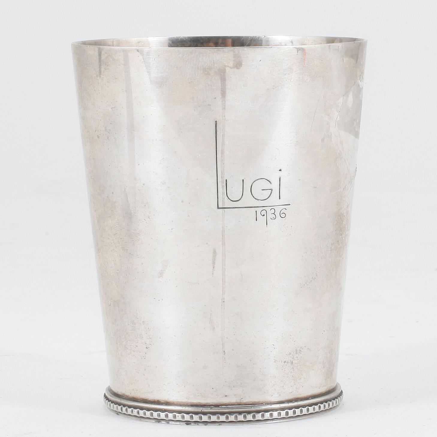 BÄGARE, silver, Wiwen Nilsson, Lund, 1936. Vikt ca 106g.