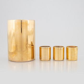 Magnus Skogsberg & Mimmi Smart, three candle holders and a vase, 'Hurricane Gold', Skogsberg & Smart.