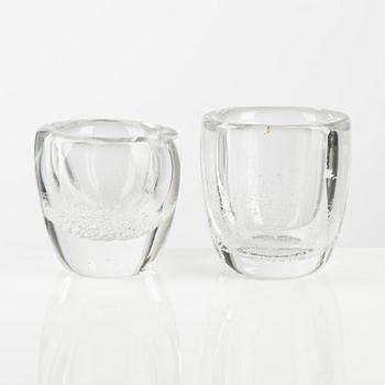 Kaj Franck, vases, 2 pcs, glass, Iittala, Finland.