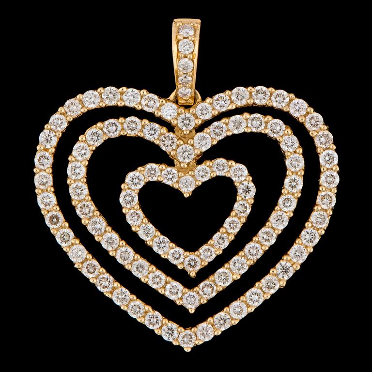 A brilliant cut diamond heart pendant, tot. 1.13 cts.