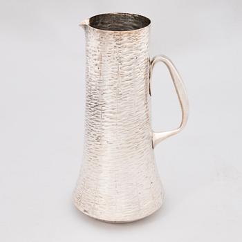 TAPIO WIRKKALA silver pitcher and two beakers, marks of Kultakeskus Oy 1987.