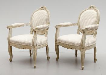 KARMSTOLAR, 1 par, Louis XVI-stil, 1900-talets första hälft.