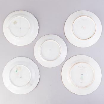 FIVE DECORATIVE PLATES, porcelain, Central Europe, late 19th century and early 20th century.