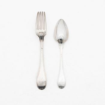 Twelve pieces of silver cutlery, "Gammal fransk", Adolf Zethelius, Stockholm, early decades of the 19th century.