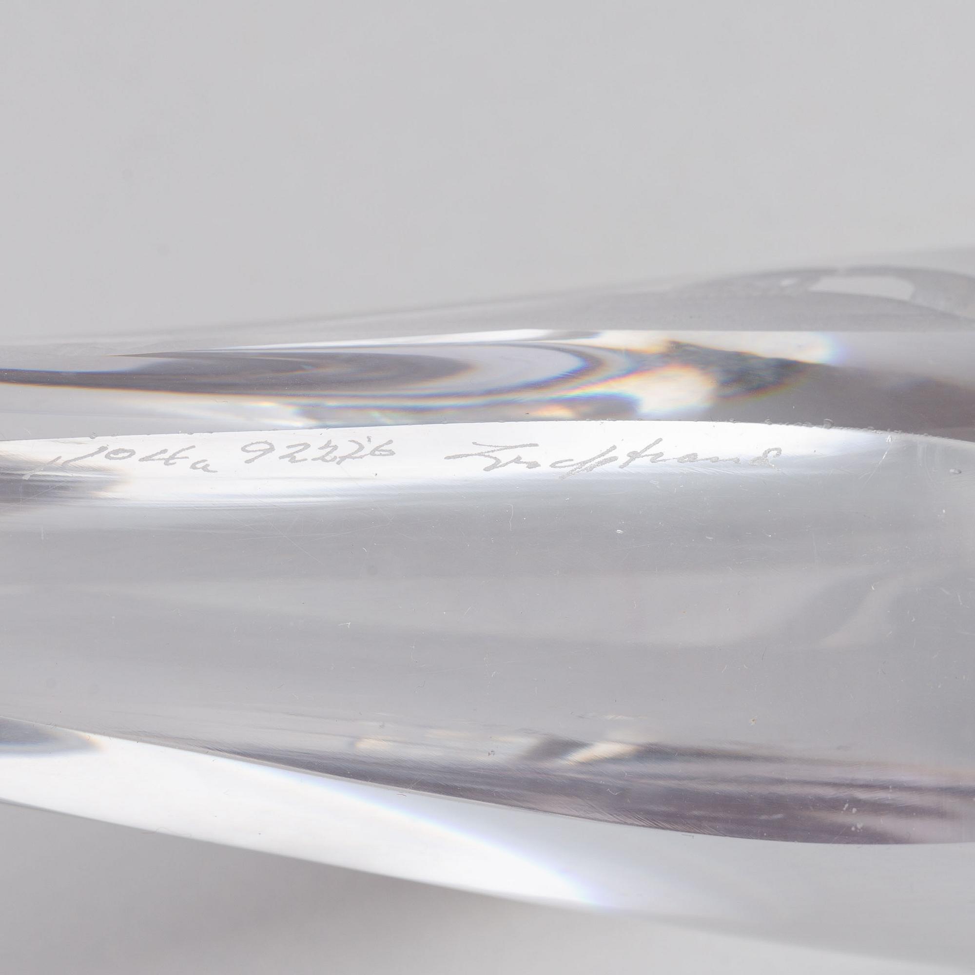Vicke Lindstrand, a signed glass sculpture from Kosta.