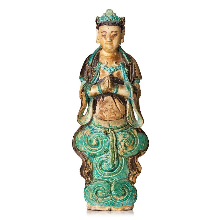 A turkoise glazed figure of bodhisattva, Ming dynasty (1368-1644).