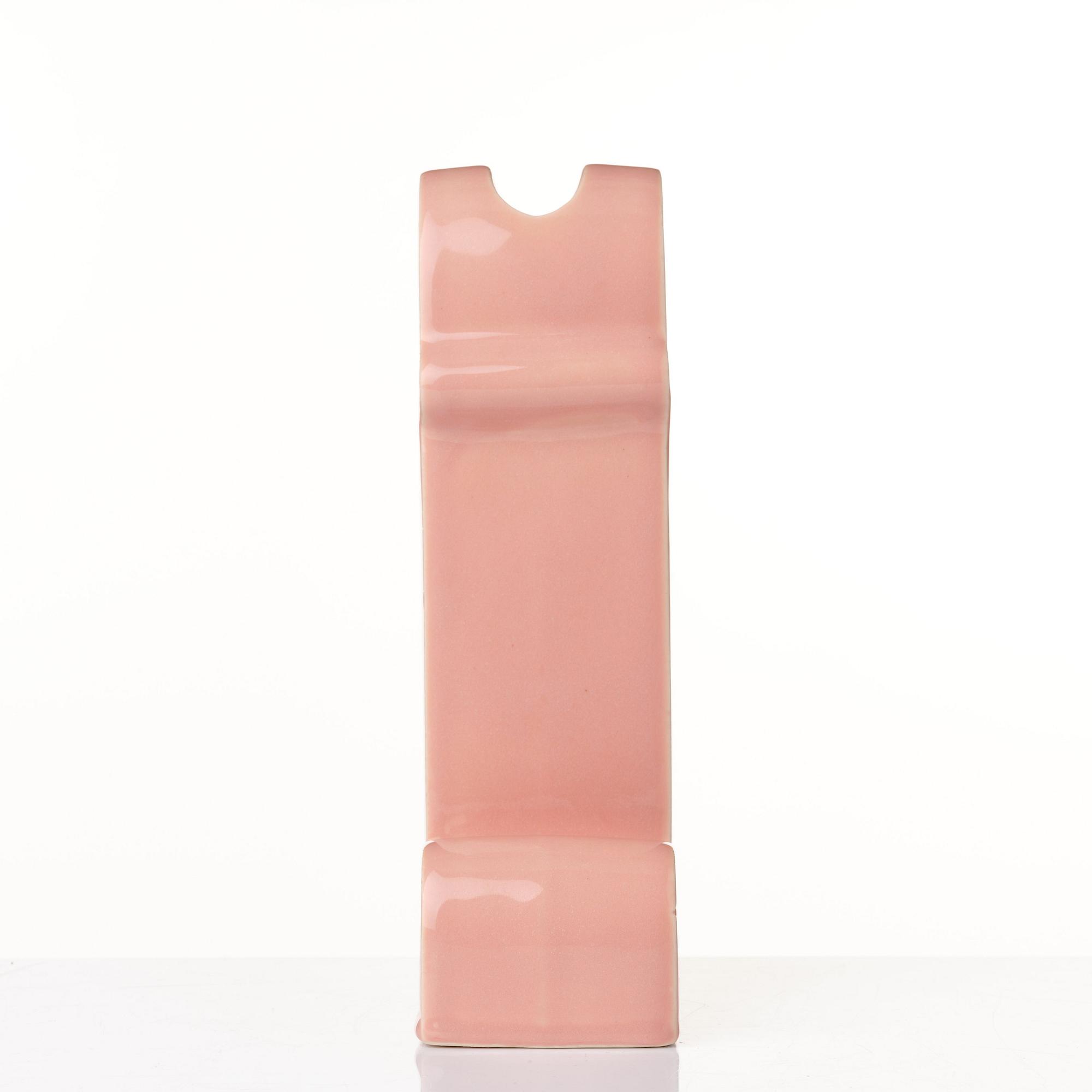 Ettore Sottsass, a "Shiva" pink glazed ceramic vase, B.D Barcelona, Spain post 1973.