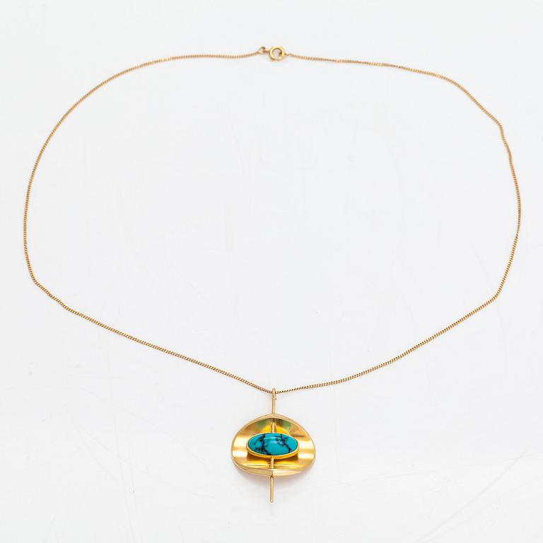 Heikki Kaksonen, An 18K gold and turquoise necklace. Helsinki 1960.