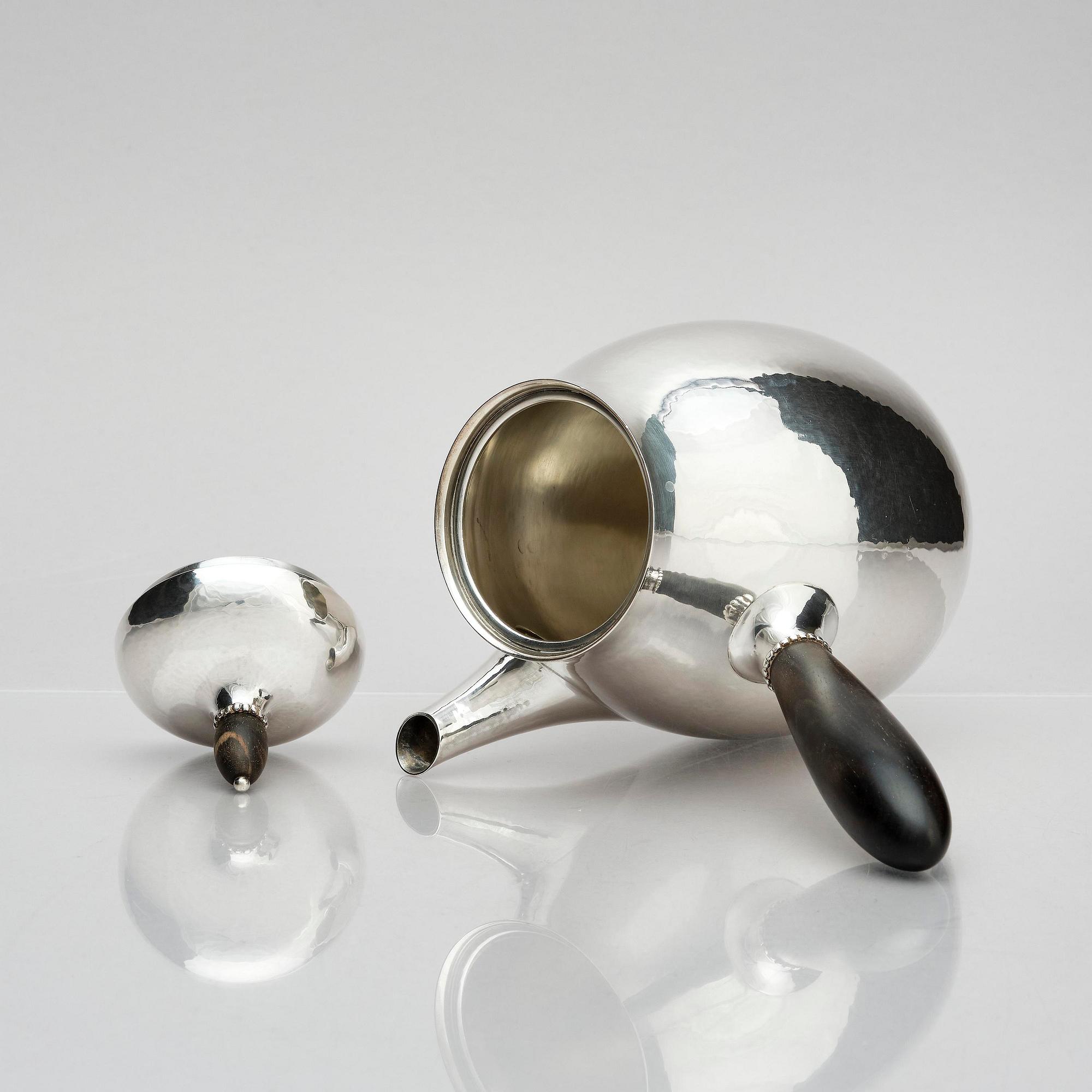 Georg Jensen, a sterling silver 3 pieces coffee set, Copenhagen, Denmark, after 1945, design no 80A.