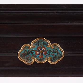 A Chinese zitan altar table with cloisonné placques, Qing dynasty, Qianlong period (1736-1795).