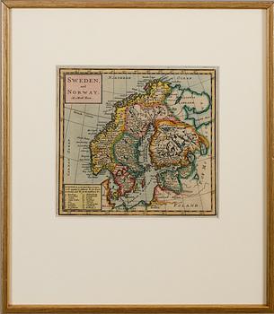 KOPPARSTICK, 2 st, kartor, 1700-/1800-tal, Skandinavien.