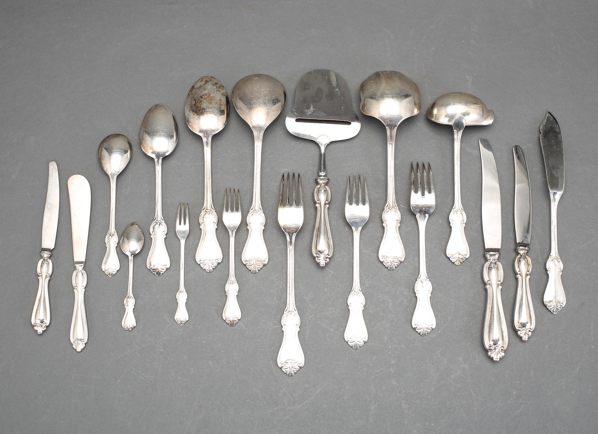 BESTICKSERVIS, ca 154 delar, nysilver, GAB, 1900-tal. Modell Olga.