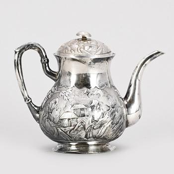 TEKANNA, silver, Kina, tid 1900-tal. Vikt ca358g.