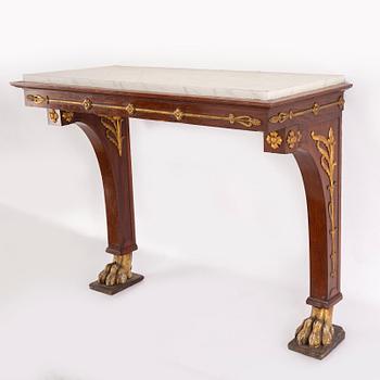 SPEGEL MED KONSOLBORD, Jonas Frisk (spegelfabrikör i Stockholm 1805-1824). Empire, 1800-talets början.