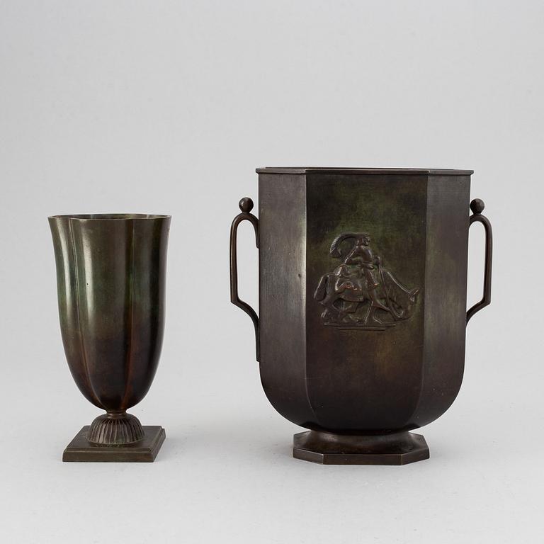 Two Swedish Grace bronze vases from GAB Brons, 1920's/30's.