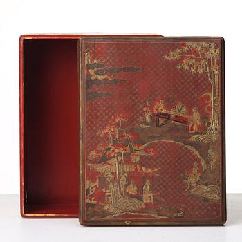 A red lacquered box with cover, Qing dynasty, 19th Century.